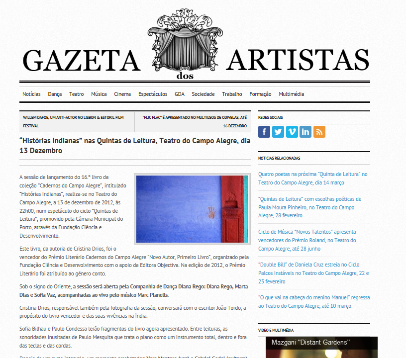 GAZETA DOS ARTISTAS